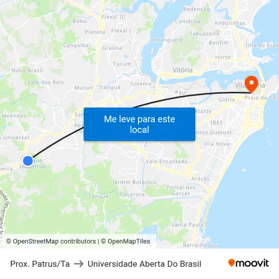 Prox. Patrus/Ta to Universidade Aberta Do Brasil map