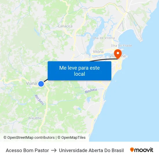 Acesso Bom Pastor to Universidade Aberta Do Brasil map
