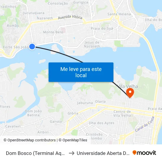 Dom Bosco (Terminal Aquaviário) to Universidade Aberta Do Brasil map