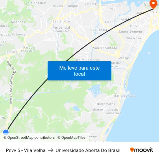Pevv 5 - Vila Velha to Universidade Aberta Do Brasil map