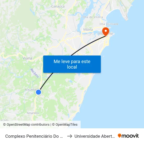 Complexo Penitenciário Do Xuri - Vila Velha to Universidade Aberta Do Brasil map