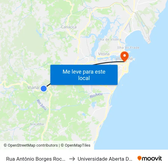 Rua Antônio Borges Rocha, 213 to Universidade Aberta Do Brasil map