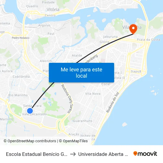 Escola Estadual Benício Gonçalves to Universidade Aberta Do Brasil map