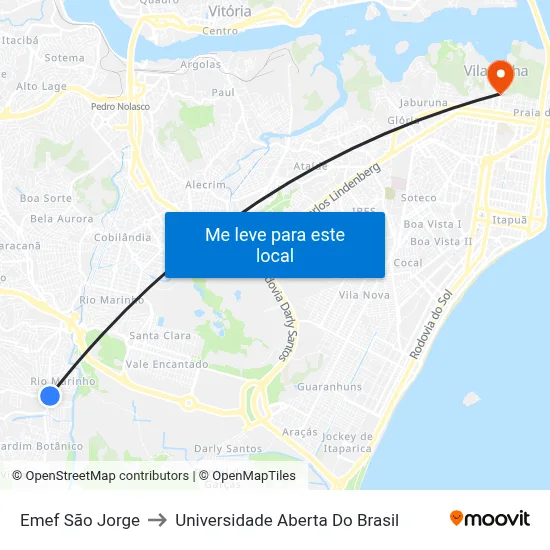 Emef São Jorge to Universidade Aberta Do Brasil map