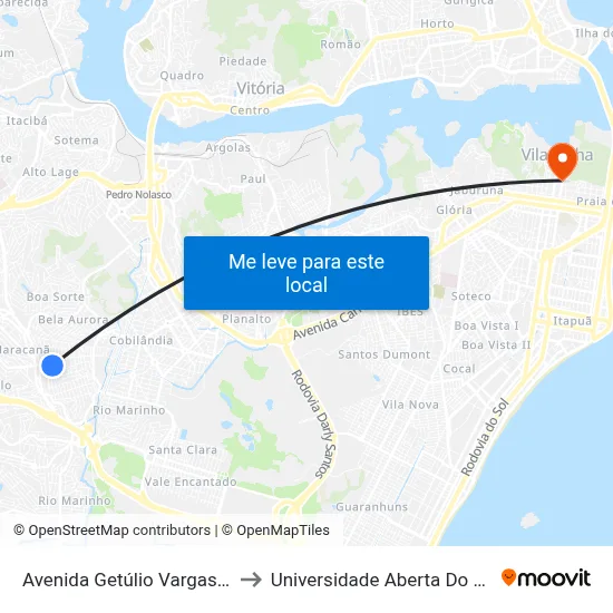 Avenida Getúlio Vargas, 169 to Universidade Aberta Do Brasil map