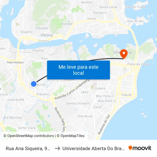 Rua Ana Siqueira, 926 to Universidade Aberta Do Brasil map