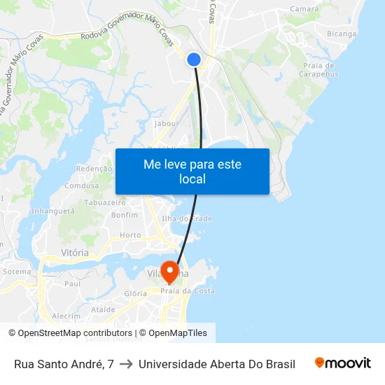 Rua Santo André, 7 to Universidade Aberta Do Brasil map