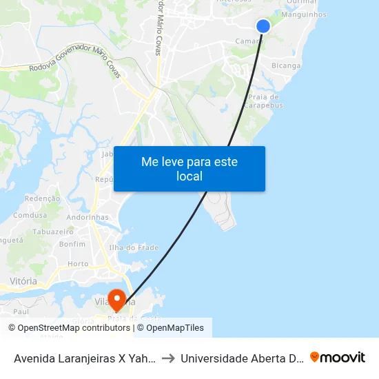 Avenida Laranjeiras X Yahoo (Ifes) to Universidade Aberta Do Brasil map