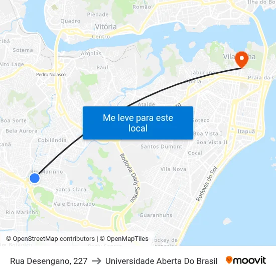 Rua Desengano, 227 to Universidade Aberta Do Brasil map