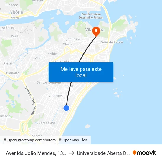 Avenida João Mendes, 1382-1444 to Universidade Aberta Do Brasil map