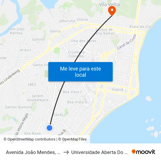 Avenida João Mendes, 1125 to Universidade Aberta Do Brasil map