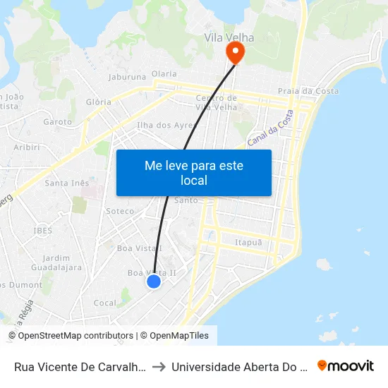 Rua Vicente De Carvalho, 50 to Universidade Aberta Do Brasil map