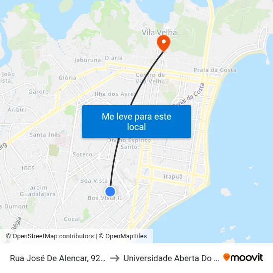 Rua José De Alencar, 920-950 to Universidade Aberta Do Brasil map