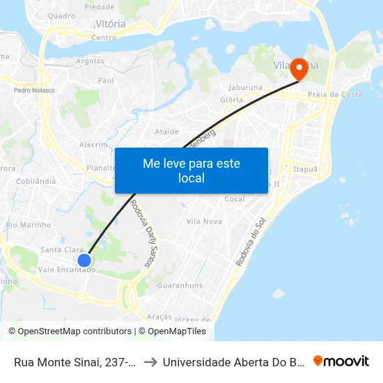 Rua Monte Sinai, 237-289 to Universidade Aberta Do Brasil map