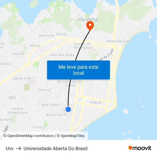 Uvv to Universidade Aberta Do Brasil map