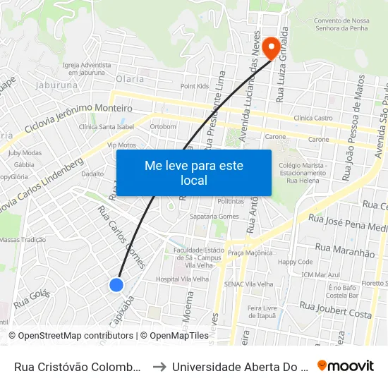 Rua Cristóvão Colombo, 855 to Universidade Aberta Do Brasil map