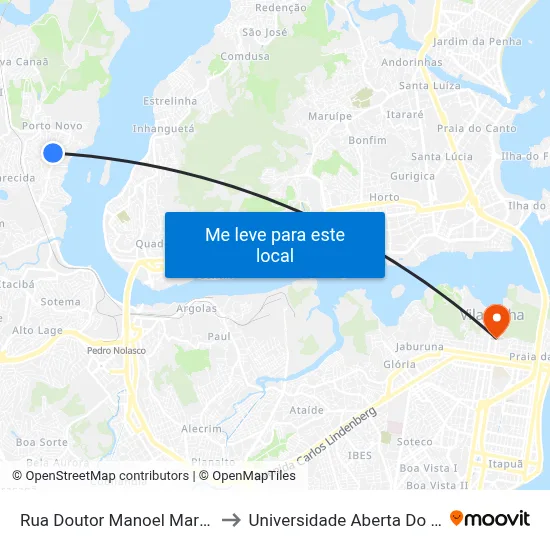 Rua Doutor Manoel Martins, 2 to Universidade Aberta Do Brasil map