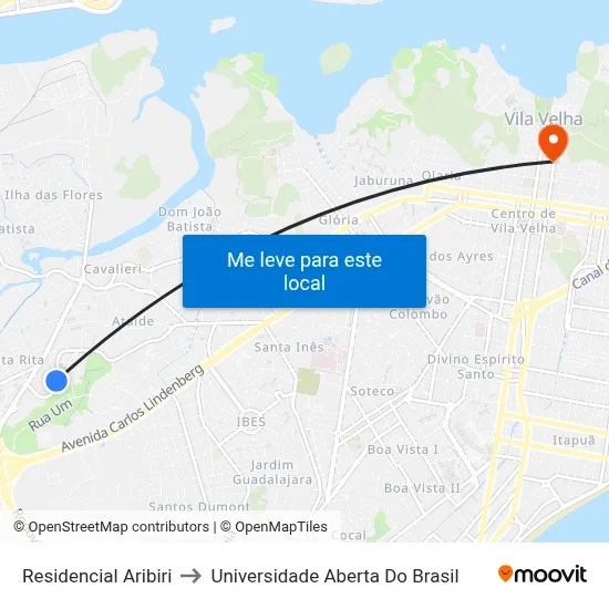 Residencial Aribiri to Universidade Aberta Do Brasil map