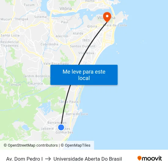 Av. Dom Pedro I to Universidade Aberta Do Brasil map