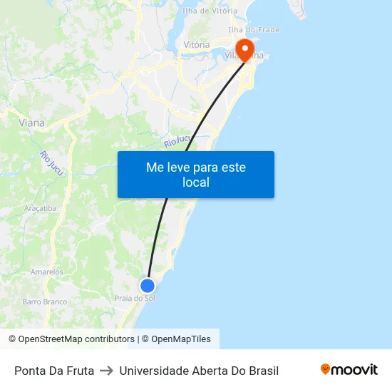 Ponta Da Fruta to Universidade Aberta Do Brasil map