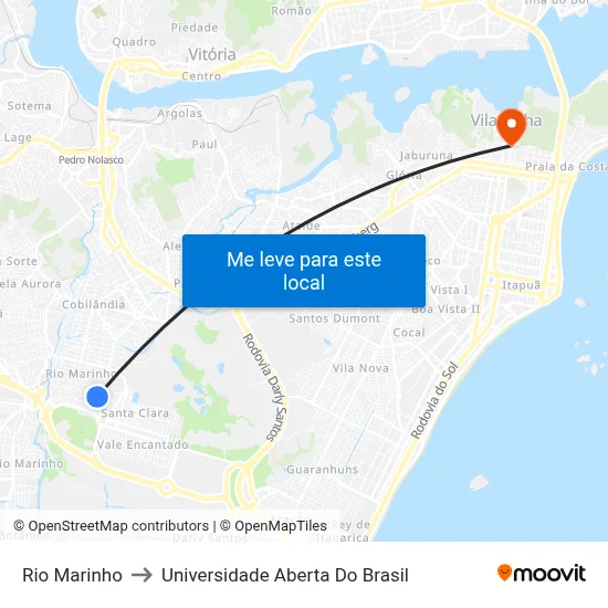 Rio Marinho to Universidade Aberta Do Brasil map