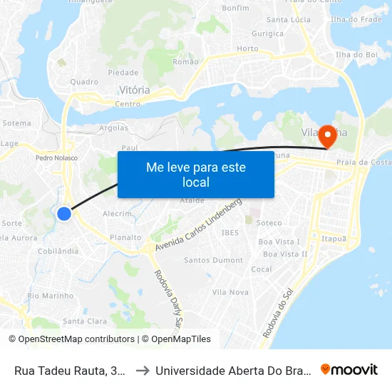 Rua Tadeu Rauta, 303 to Universidade Aberta Do Brasil map