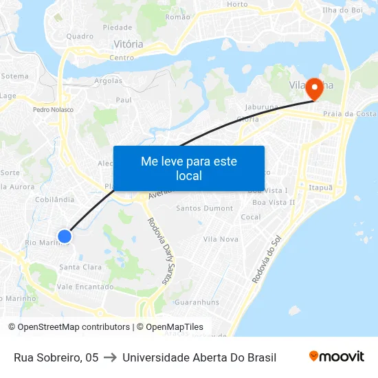 Rua Sobreiro, 05 to Universidade Aberta Do Brasil map