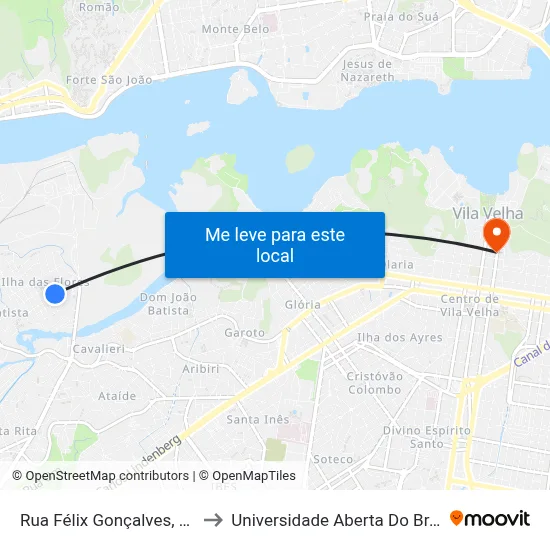 Rua Félix Gonçalves, 350 to Universidade Aberta Do Brasil map