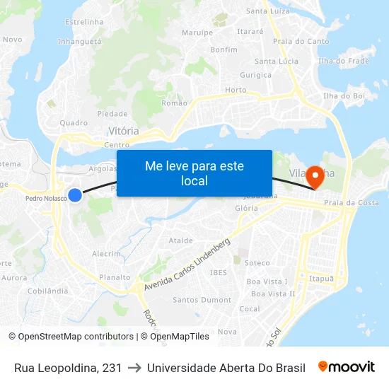 Rua Leopoldina, 231 to Universidade Aberta Do Brasil map