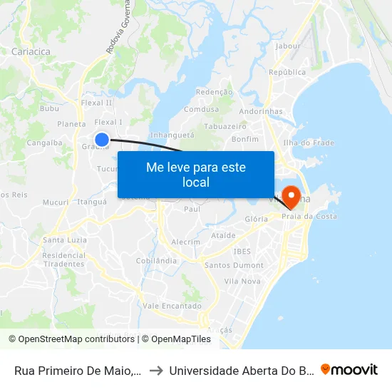 Rua Primeiro De Maio, 137 to Universidade Aberta Do Brasil map