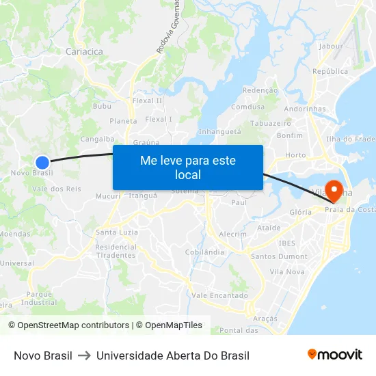 Novo Brasil to Universidade Aberta Do Brasil map
