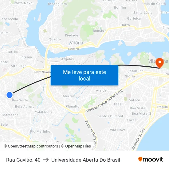 Rua Gavião, 40 to Universidade Aberta Do Brasil map