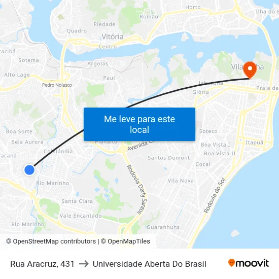 Rua Aracruz, 431 to Universidade Aberta Do Brasil map