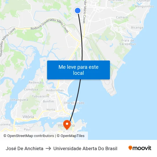 José De Anchieta to Universidade Aberta Do Brasil map