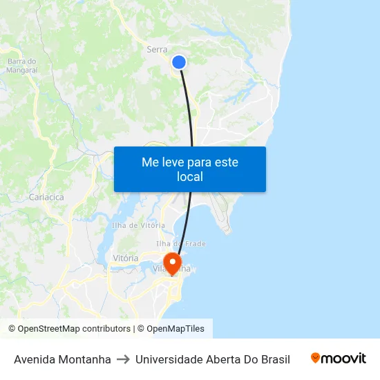 Avenida Montanha to Universidade Aberta Do Brasil map