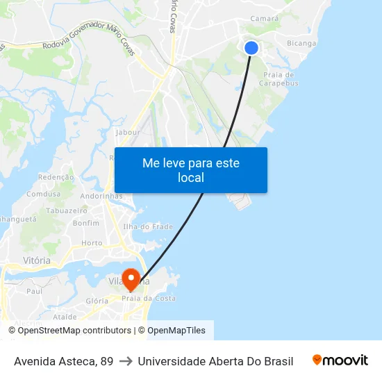 Avenida Asteca, 89 to Universidade Aberta Do Brasil map