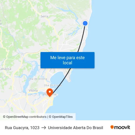 Rua Guacyra, 1023 to Universidade Aberta Do Brasil map