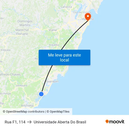 Rua F1, 114 to Universidade Aberta Do Brasil map