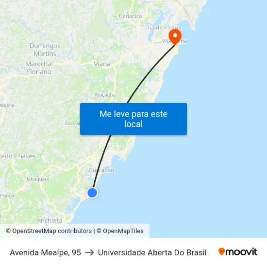 Avenida Meaípe, 95 to Universidade Aberta Do Brasil map