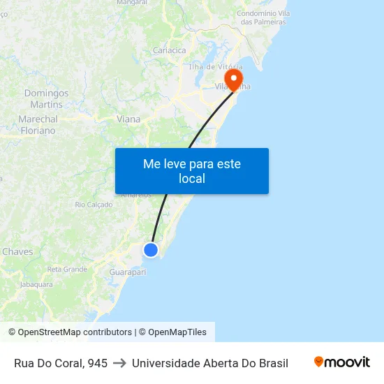 Rua Do Coral, 945 to Universidade Aberta Do Brasil map