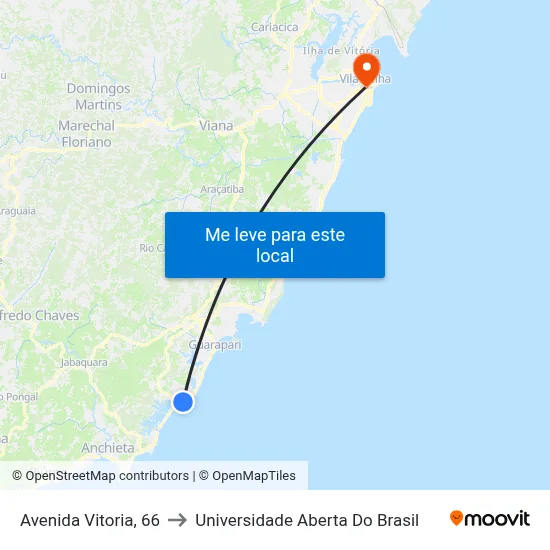 Avenida Vitoria, 66 to Universidade Aberta Do Brasil map