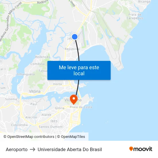 Aeroporto to Universidade Aberta Do Brasil map