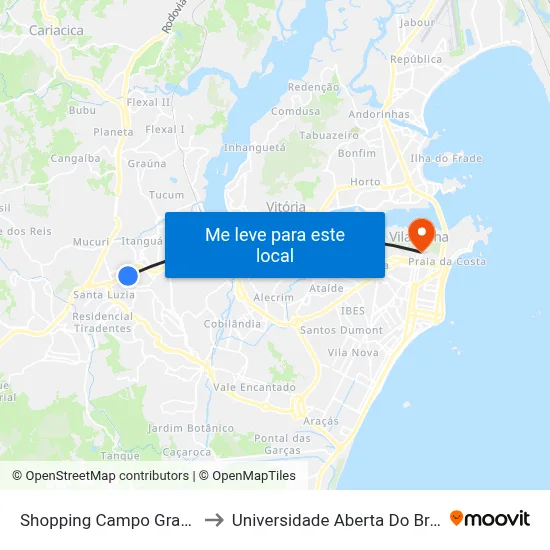 Shopping Campo Grande to Universidade Aberta Do Brasil map