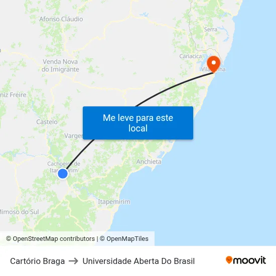 Cartório Braga to Universidade Aberta Do Brasil map