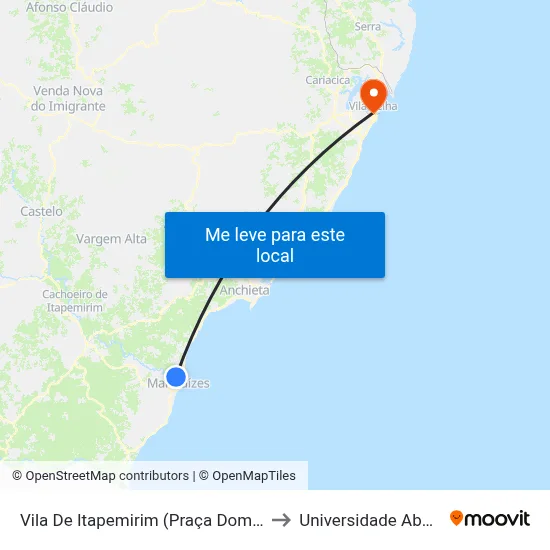 Vila De Itapemirim (Praça Domingos José Martins) to Universidade Aberta Do Brasil map