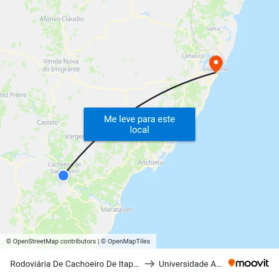 Rodoviária De Cachoeiro De Itapemirim (Linhas Municipais) to Universidade Aberta Do Brasil map