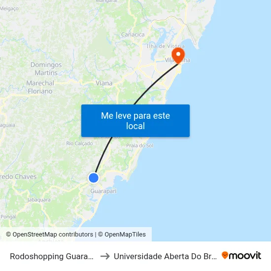 Rodoshopping Guarapari to Universidade Aberta Do Brasil map