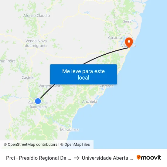 Prci - Presídio Regional De Cachoeiro to Universidade Aberta Do Brasil map