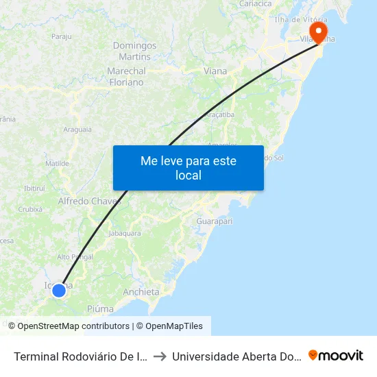 Terminal Rodoviário De Iconha to Universidade Aberta Do Brasil map