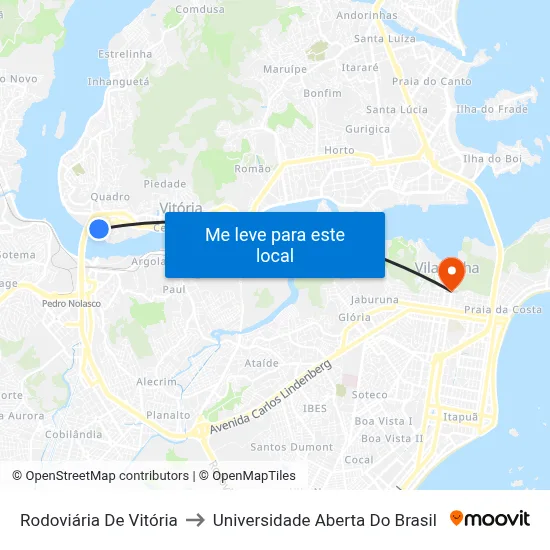 Rodoviária De Vitória to Universidade Aberta Do Brasil map